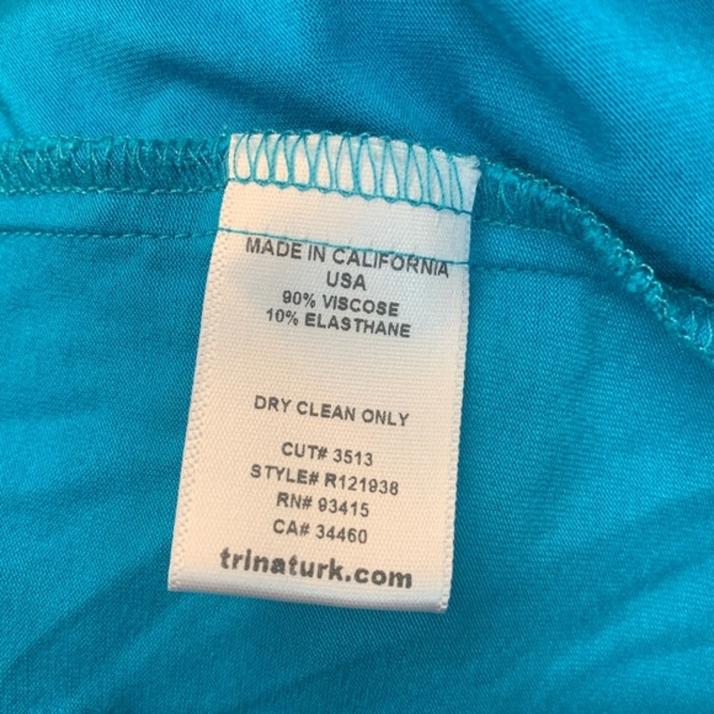 TRINA TURK Tunic Dress Batwing Gathered Waist Turquoise Size 4 - Picture 7 of 9
